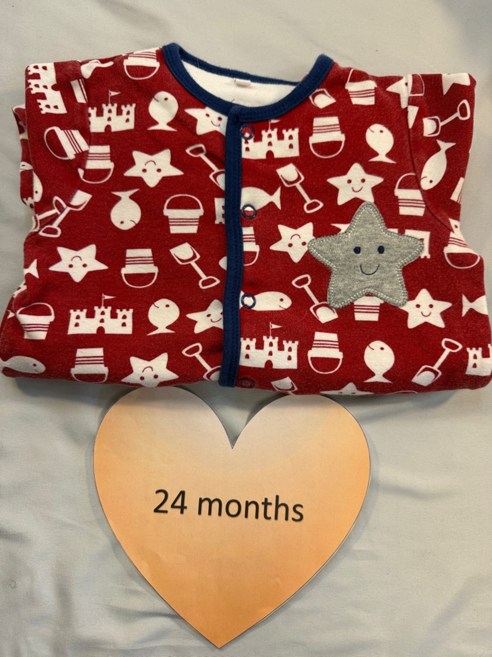 Pekkle - lined Red Kids One Piece sleeper with Fish Pattern
